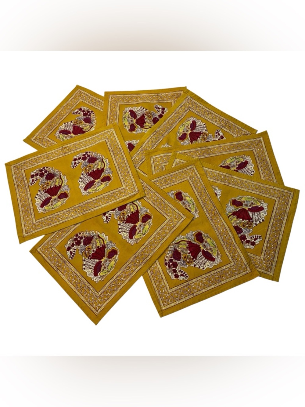Couleur Nature Bruno Lamy Placemats Hand Made Floral Boho Hippie Decor Set of 8